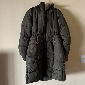 Lucky Brand Green Sherpa Lined Puffer Coat Size M